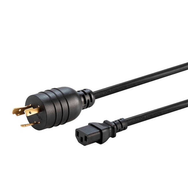 Heavy Duty Power Cord - Locking NEMA L6-20P To IEC 60320 C13_ 14AWG_ 1